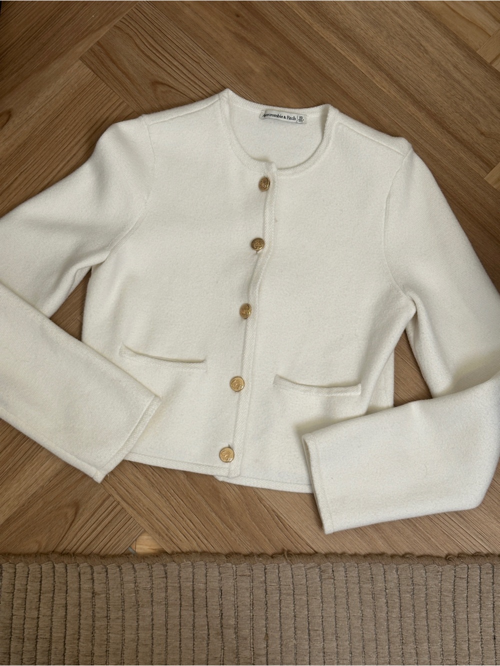 Abercrombie Cream Button-Front Knit Cardigan